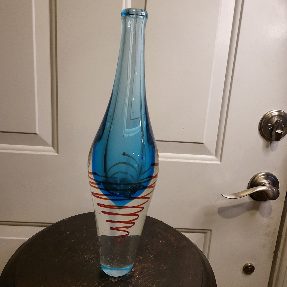 Vintage Hand  Blown Heavy Murano Style Glass Vase - Picture 4 of 11